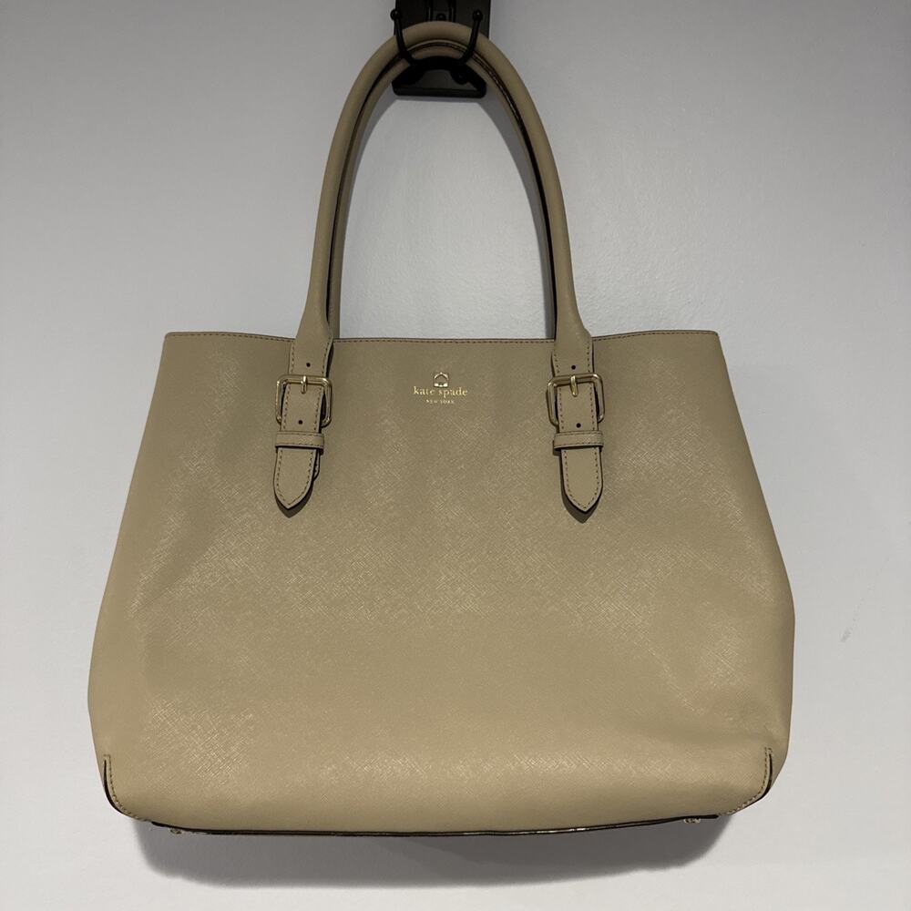 Kate Spade New York Airel Cove Street Leather Taupe Tote Bag